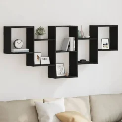 vidaXL Wandplank Zwart Eiken 159x18x66 cm Bewerkt Hout