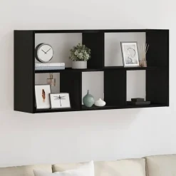 vidaXL Wandplank Zwart Eiken 100x25x50 cm Bewerkt Hout