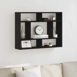 vidaXL Wandplank Zwart Eiken 75x16x55 cm Bewerkt Hout