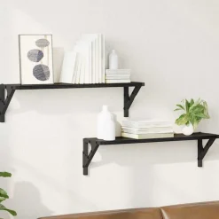 vidaXL Wandplanken 2 pcs Zwart Eiken 60 x 15 x 15,5 cm Bewerkt hout