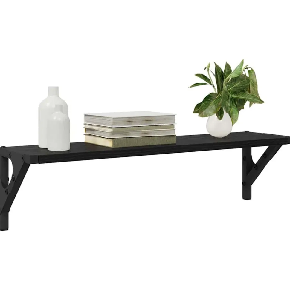 vidaXL Wandplanken 2 pcs Zwart Eiken 60 x 15 x 15,5 cm Bewerkt hout