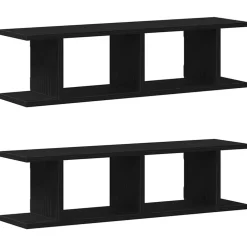 vidaXL Wandplanken 2 st 75x18x20 cm spaanplaat zwart eikenkleurig