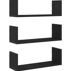 vidaXL Wandplanken 3 stuks Zwarte Eiken 58x18x18 cm Bewerkt Hout
