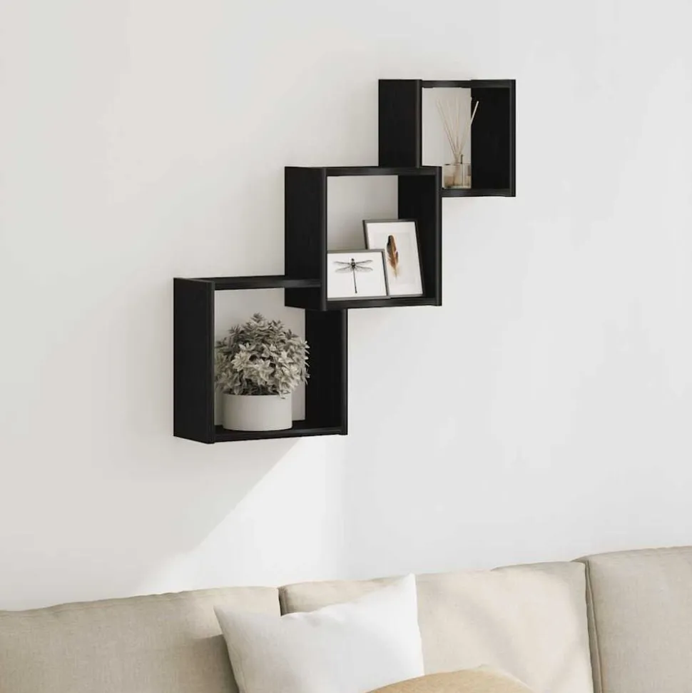 vidaXL Wandplanken kubus 68x15x68cm bewerkt hout zwart eikenkleur