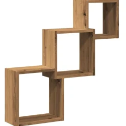 vidaXL Wandplanken kubus 68x15x68cm bewerkt hout artisanaal eikenkleur