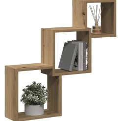 vidaXL Wandplanken kubus 68x15x68cm bewerkt hout artisanaal eikenkleur