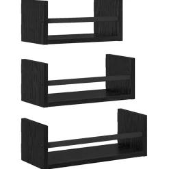 vidaXL Wandplankenset 3 pcs Zwart Eiken 40x16x14cm Bewerkt hout