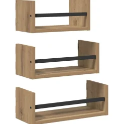 vidaXL Wandplankenset 3 pcs Artisan Eiken 40x16x14cm Bewerkt hout