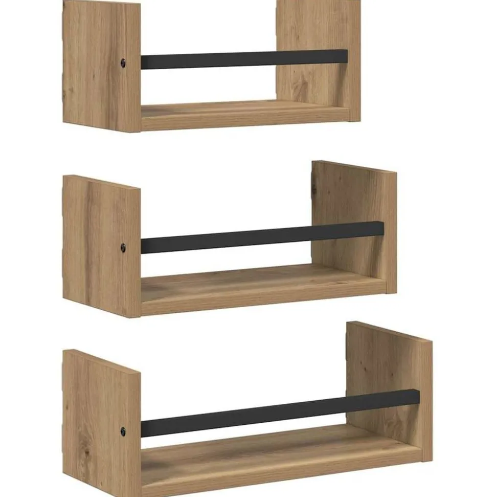 vidaXL Wandplankenset 3 pcs Artisan Eiken 40x16x14cm Bewerkt hout