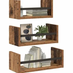 vidaXL Wandplankenset met plank 3 pcs Oud Hout 40x16x14cm Bewerkt hout