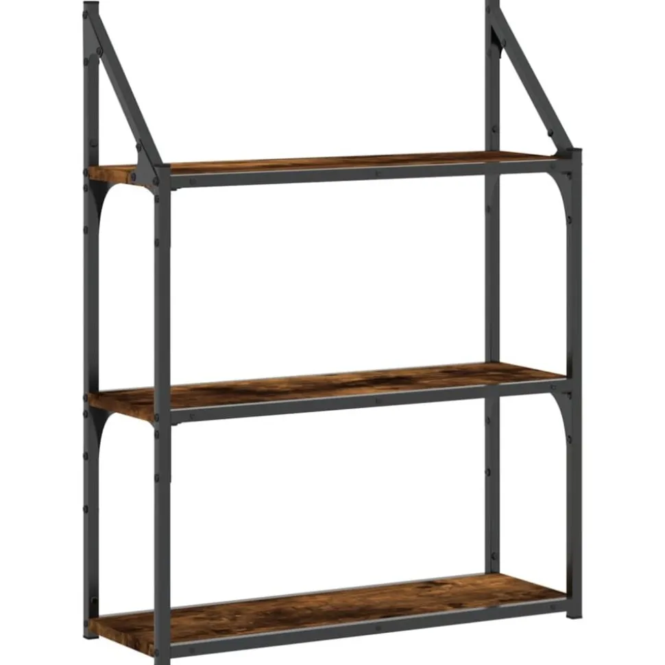 vidaXL Wandrek 3-laags 60x21x78,5 cm bewerkt hout gerookt eikenkleurig