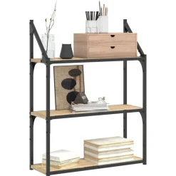 vidaXL Wandrek 3-laags 60x21x78,5 cm bewerkt hout sonoma eikenkleurig