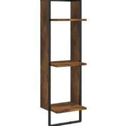 vidaXL Wandrek 3-laags 30x25x100 cm bewerkt hout gerookt eikenkleurig