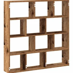 vidaXL Wandschap kubus 12 vakken bewerkt hout oud houtkleurig