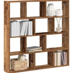 vidaXL Wandschap kubus 12 vakken bewerkt hout oud houtkleurig