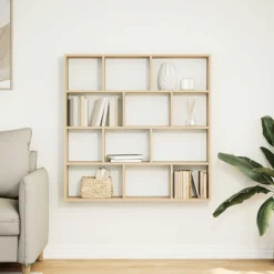 vidaXL Wandschap kubus 12 vakken bewerkt hout sonoma eikenkleurig