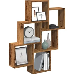 vidaXL Wandschap kubus 78x15x93 cm bewerkt hout oud houtkleurig