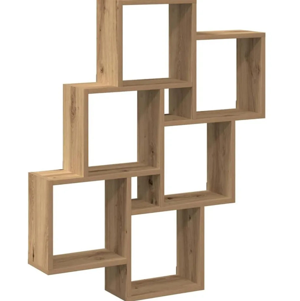 vidaXL Wandschap kubus 78x15x93 cm bewerkt hout artisanaal eikenkleur