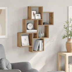 vidaXL Wandschap kubus 78x15x93 cm bewerkt hout artisanaal eikenkleur