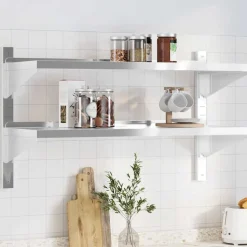 vidaXL Wandschap 2-laags 100x40x60 cm roestvrijstaal zilverkleurig