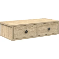 vidaXL Wandschap met lades 60x28x15 cm bewerkt hout sonoma eikenkleur