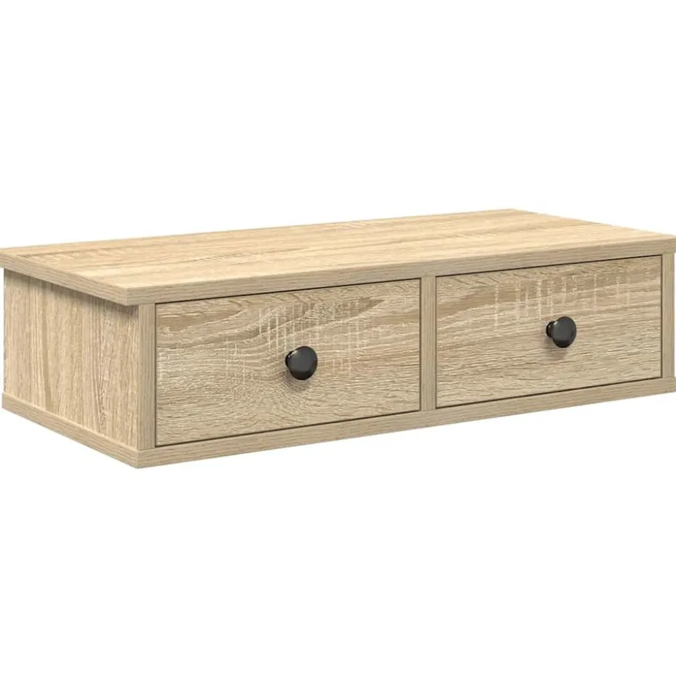 vidaXL Wandschap met lades 60x28x15 cm bewerkt hout sonoma eikenkleur