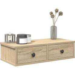 vidaXL Wandschap met lades 60x28x15 cm bewerkt hout sonoma eikenkleur