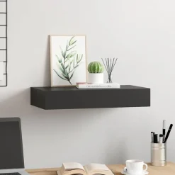 vidaXL Wandschap met lade zwevend 48x25x8 cm zwart