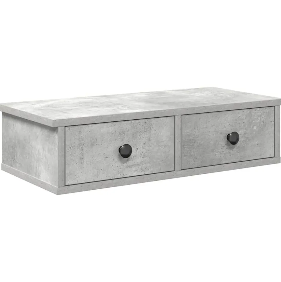 vidaXL Wandschap met lades 60x28x15 cm bewerkt hout betongrijs