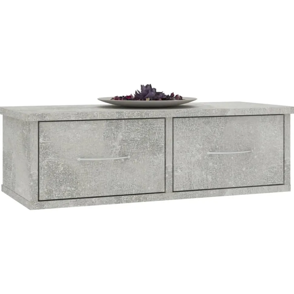 vidaXL Wandschap met lades 60x26x18,5 cm bewerkt hout betongrijs
