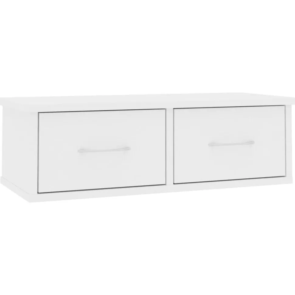 vidaXL Wandschap met lades 60x26x18,5 cm bewerkt hout wit