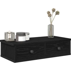 vidaXL Wandschap met lades 60x28x15 cm bewerkt hout zwart
