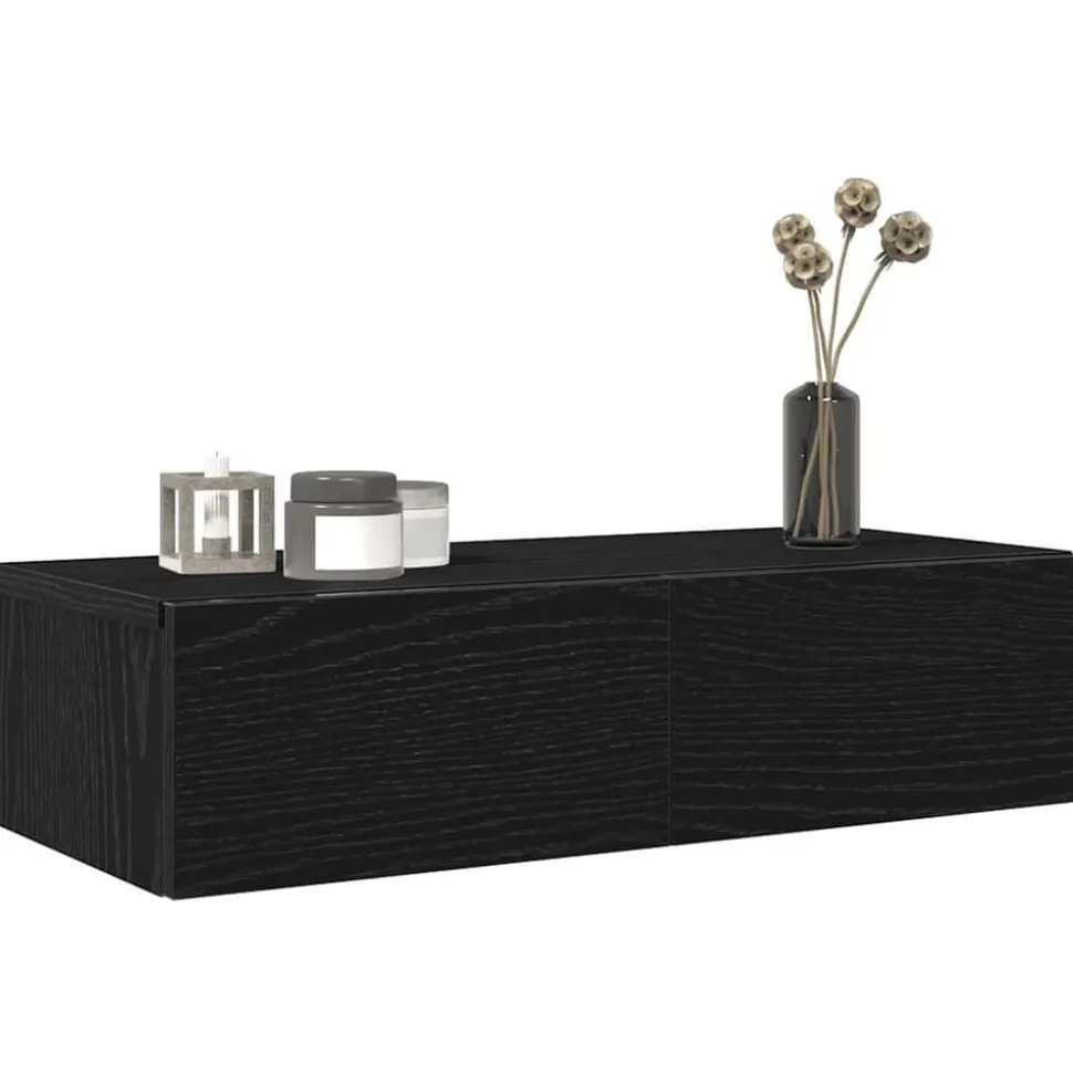 vidaXL Wandschap met lades 60x26,5x15 cm bewerkt hout zwart