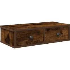 vidaXL Wandschap met lades 60x28x15 cm bewerkt hout gerookt eikenkleur