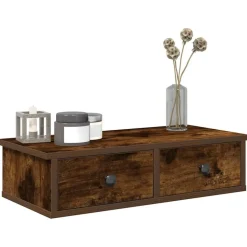 vidaXL Wandschap met lades 60x28x15 cm bewerkt hout gerookt eikenkleur