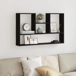 vidaXL Wandschap 99x15x60 cm bewerkt hout zwart