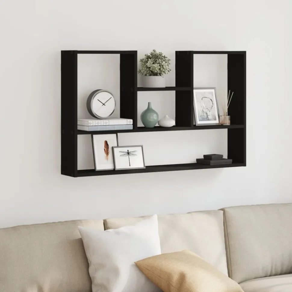 vidaXL Wandschap 99x15x60 cm bewerkt hout zwart