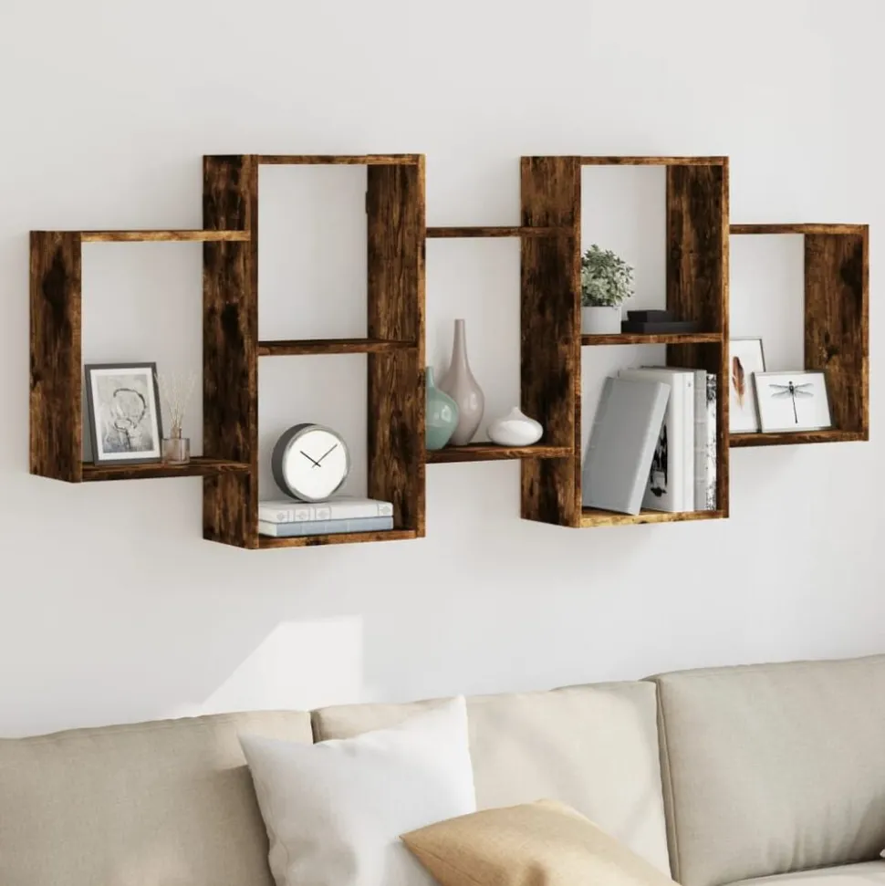 vidaXL Wandschap 159x18x65 cm bewerkt hout gerookt eikenkleurig