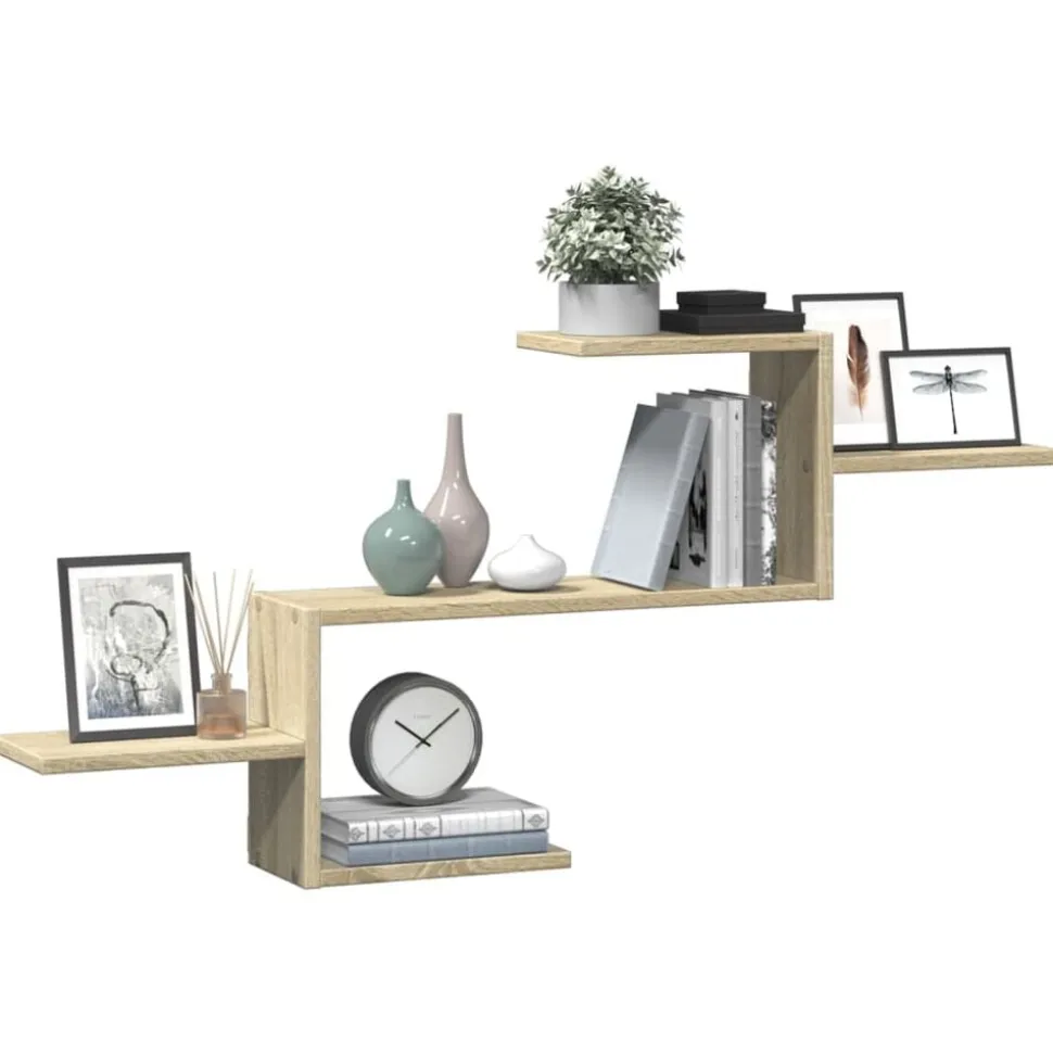 vidaXL Wandschap 104x15x49 cm bewerkt hout sonoma eikenkleurig