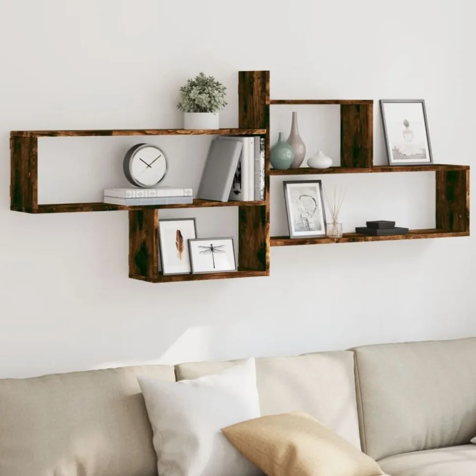 vidaXL Wandschap 167,5x18x68 cm bewerkt hout gerookt eikenkleurig