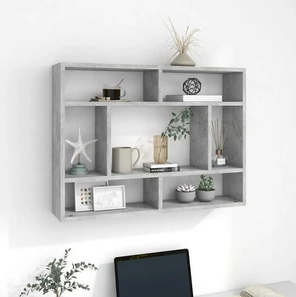 vidaXL Wandschap 75x16x55 cm bewerkt hout betongrijs