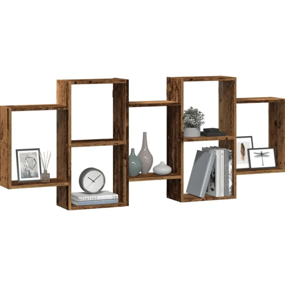 vidaXL Wandschap 159x18x65 cm bewerkt hout oud houtkleurig