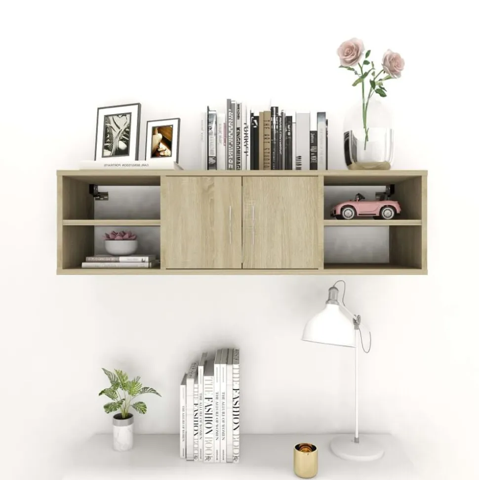 vidaXL Wandschap 102x30x29 cm bewerkt hout sonoma eikenkleurig