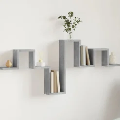 vidaXL Wandschap 104,5x10x43 cm bewerkt hout betongrijs