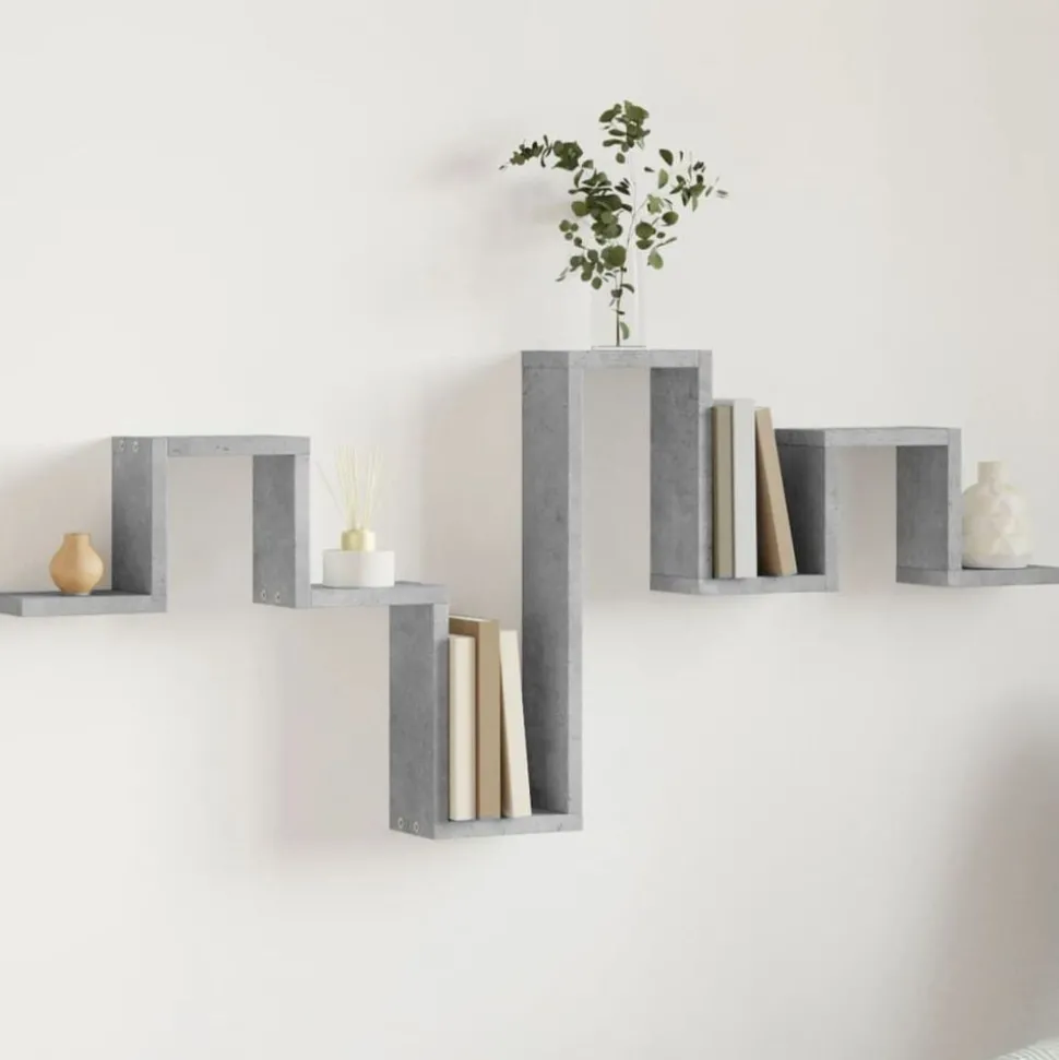 vidaXL Wandschap 104,5x10x43 cm bewerkt hout betongrijs