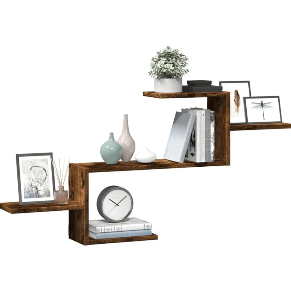 vidaXL Wandschap 104x15x49 cm bewerkt hout gerookt eikenkleurig