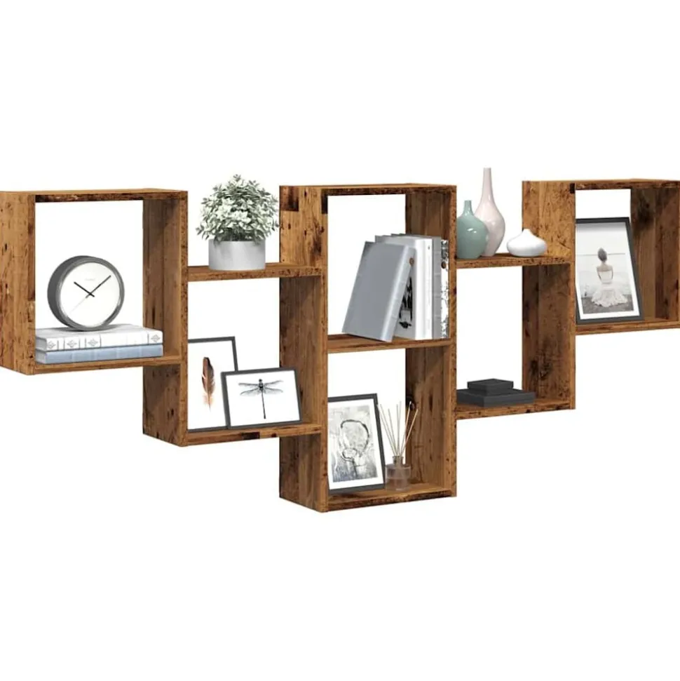 vidaXL Wandschap 159x18x66 cm bewerkt hout oud houtkleurig
