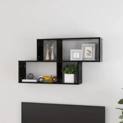 vidaXL Wandschap 100x18x53 cm bewerkt hout zwart