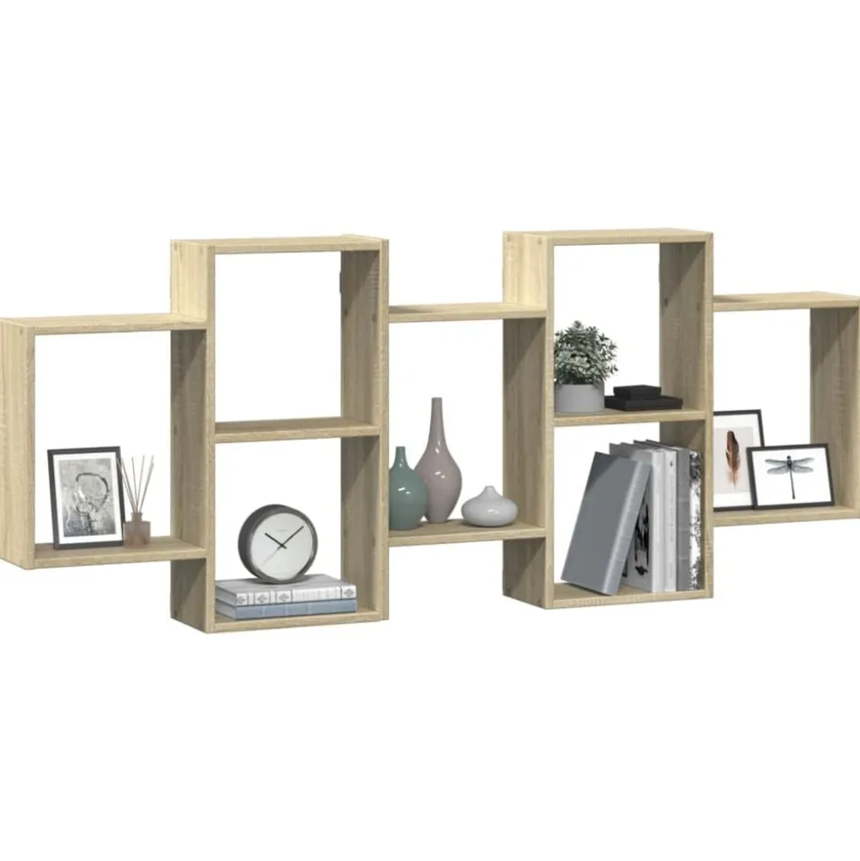 vidaXL Wandschap 159x18x65 cm bewerkt hout sonoma eikenkleurig