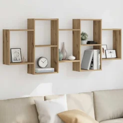 vidaXL Wandschap 159x18x65 cm bewerkt hout artisanaal eikenkleurig